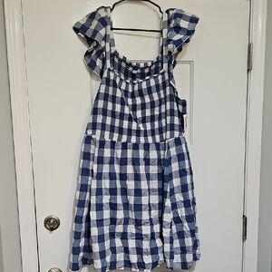 Old Navy Blue and White Ruffled Smocked Sundress